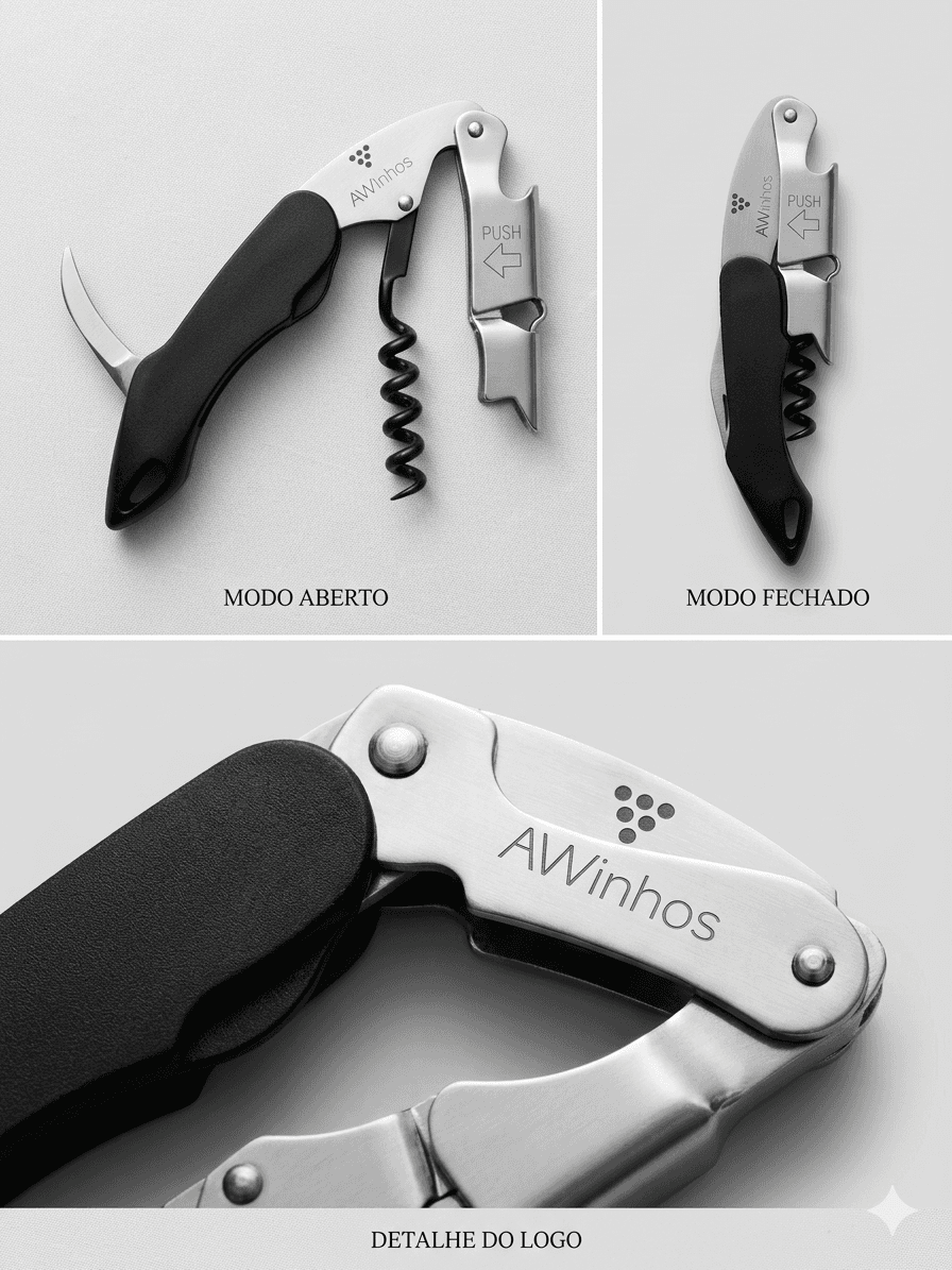 Abridor de Vinho Profissional AW Vinhos - 2 Tempos